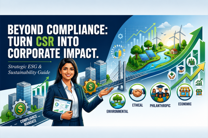 Dr. Lopamudra Priyadarshini explaining how Corporate Social Responsibility (CSR) in India goes beyond legal compliance to create measurable ESG, sustainability and corporate social impact through strategic CSR initiatives.
